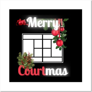 Merry Courtmas Christmas Tennis Posters and Art